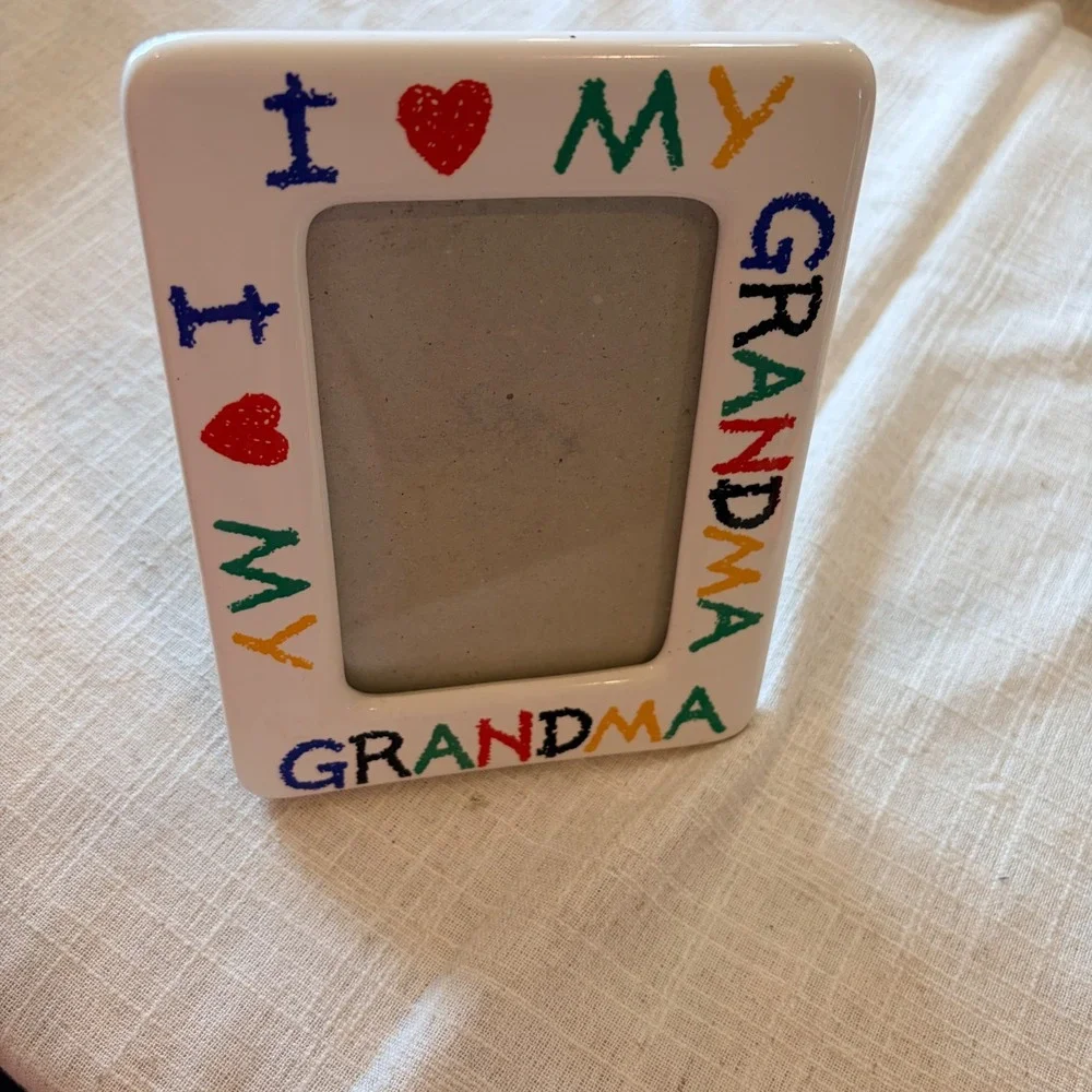 Decorel I Love My Grandma Ceramic Picture Frame White Kidcore Crayon 3.5x5